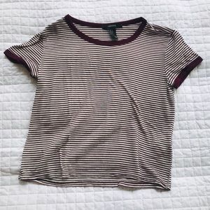 🔥 3 for $25 🔥 Maroon & White Striped Tee, Size S